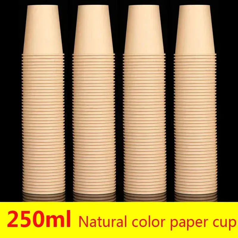 100 / 200 Piece 250Ml Disposable Paper Cups Solid Colour For Hot Drinks
