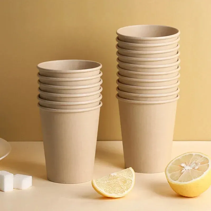 100 / 200 Piece 250Ml Disposable Paper Cups Solid Colour For Hot Drinks
