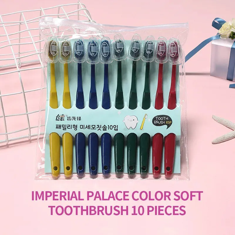 10PCS Macaron toothbrush clean adult bamboo charcoal soft toothbrush Teeth Deep Cleaning Portable Travel Dental Oral Care
