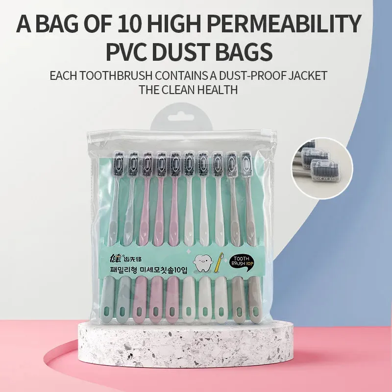 10PCS Macaron toothbrush clean adult bamboo charcoal soft toothbrush Teeth Deep Cleaning Portable Travel Dental Oral Care
