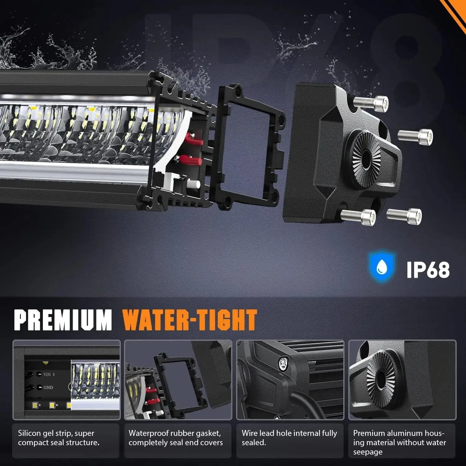 12.2 Inch 45W 4980LM Anti-Glare Slim Spot Flood LED Light Bar (Pair) | 16AWG DT Wire