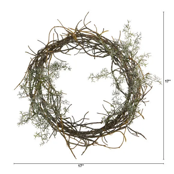 17" Frosted Twig Wreath