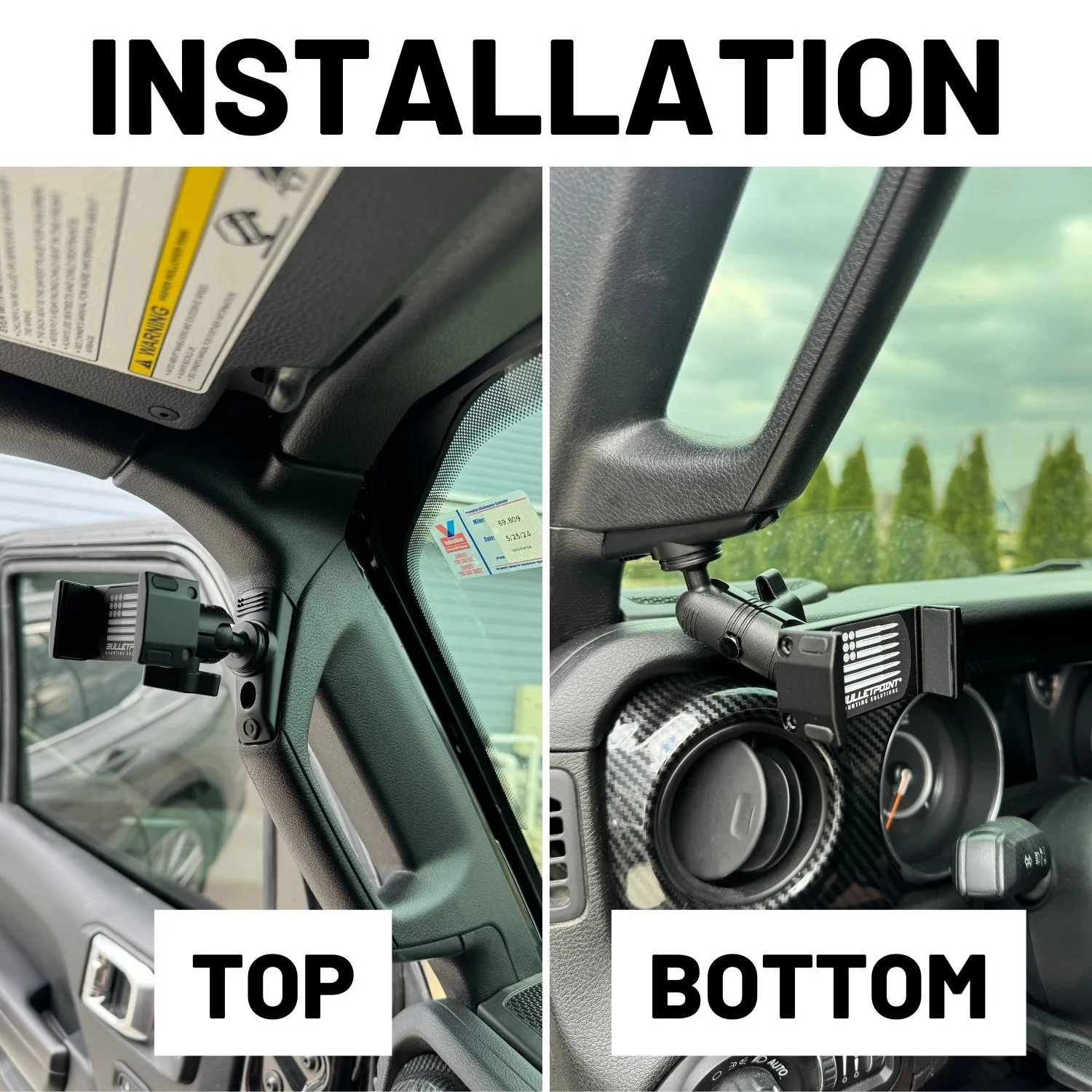 2018-2023 Jeep Wrangler JL   2020-2023 Jeep Gladiator A-Pillar Grab Bar Mount with 20mm Ball