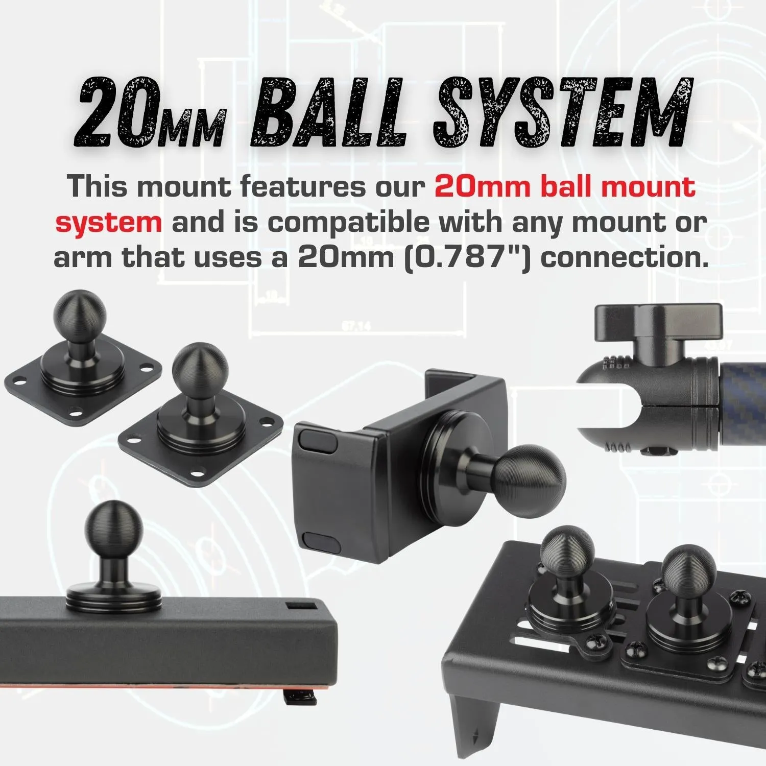 2018-2023 Jeep Wrangler JL   2020-2023 Jeep Gladiator A-Pillar Grab Bar Mount with 20mm Ball