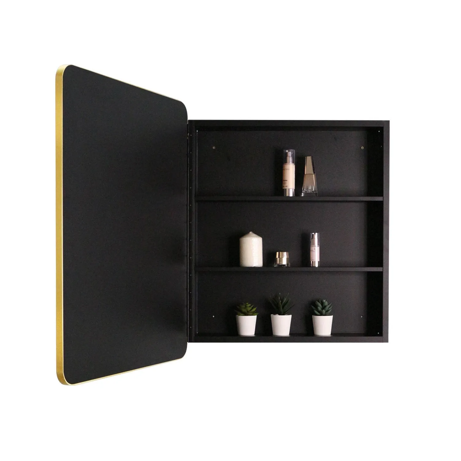 20x28 inch Gold Metal Framed Wall mount or Recessed Bathroom Medicine Cabinet with Mirror