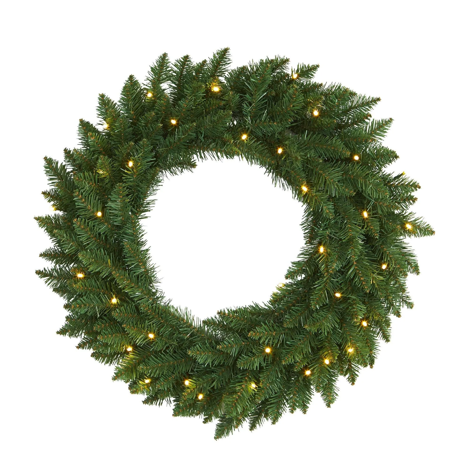 24” Green Pine Artificial Christmas Wreath with 35 Clear LED Lights