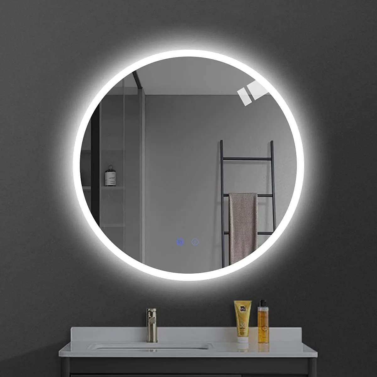 24 Inch Round Smart Mirror Anti-fog Mirror Backlit Wall Mounted