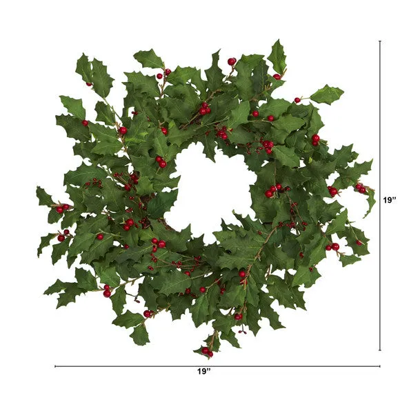 24" Holly Berry Artificial Wreath