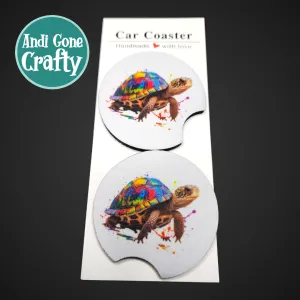 2.75in Foam Car Coaster Animal - Style Neon Tortoise Turtle