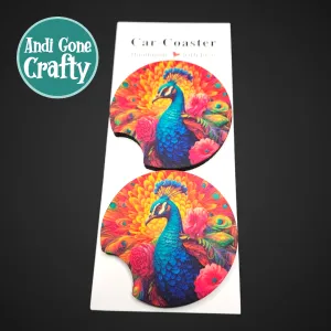 2.75in Foam Car Coaster - Style Peacock