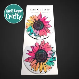 2.75in Foam Car Coaster - Style Sunflower Gradient