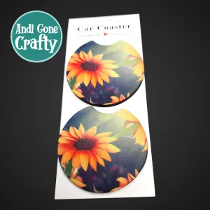 2.75in Foam Car Coaster - Style Sunflower
