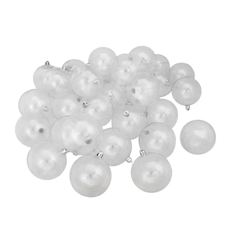 3.25" Clear Shatterproof Shiny Christmas Ball Ornaments Set of 32