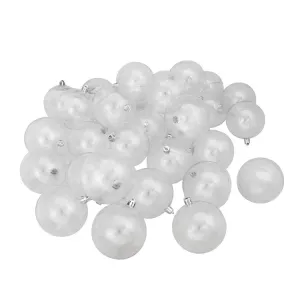 3.25" Clear Shatterproof Shiny Christmas Ball Ornaments Set of 32