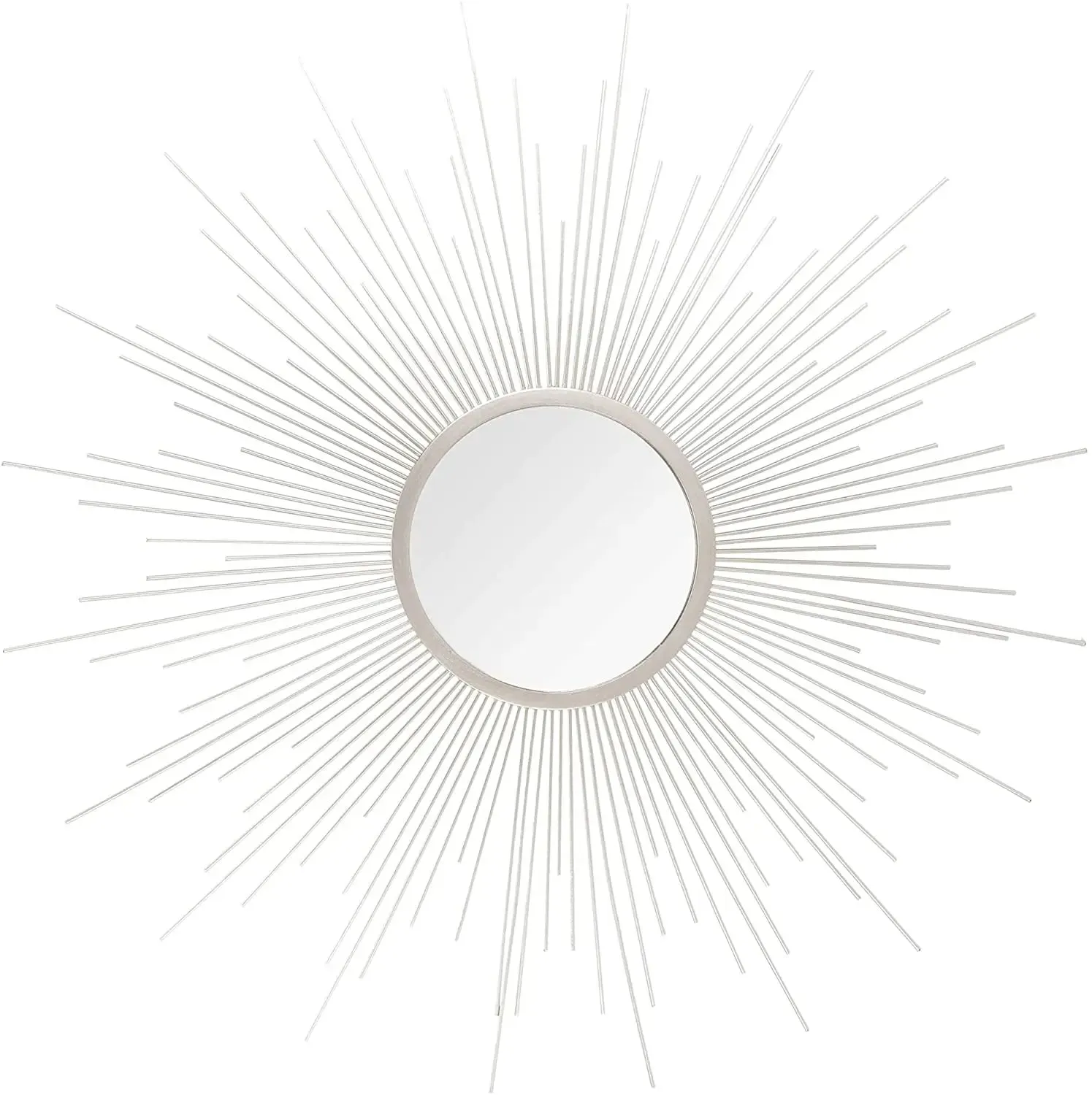 36-Inch Decorative Silver Retro Moonburst Round Wall Mirror