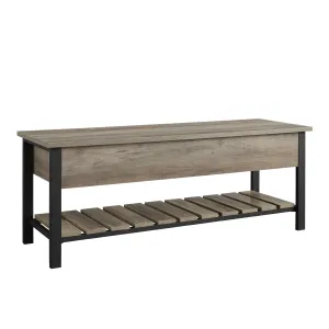 48" Modern Farmhouse Open-Top Storage Bench with Slatted Shoe Shelf for Entryway or Hallway Decor