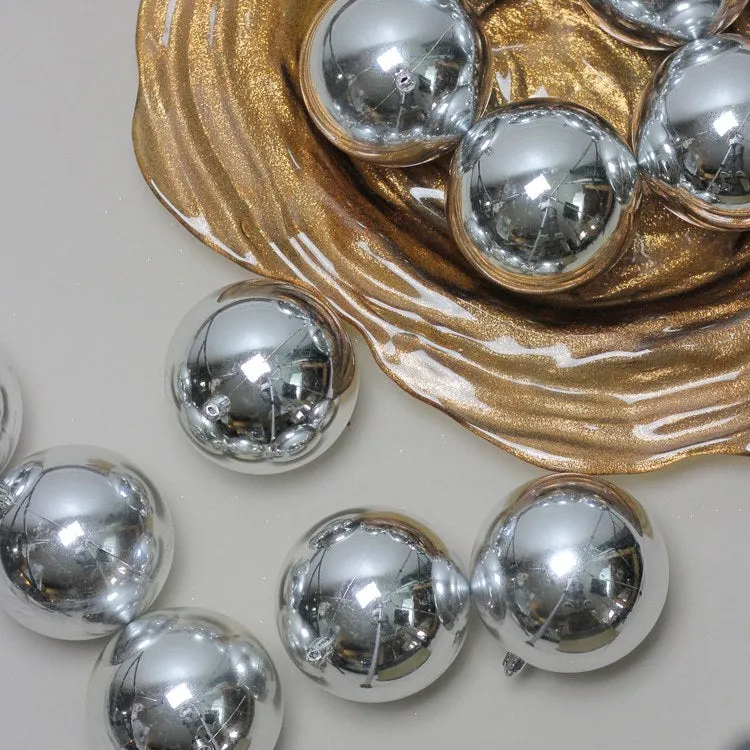 4" Silver Shatterproof Shiny Ball Christmas Ornaments Set of 12