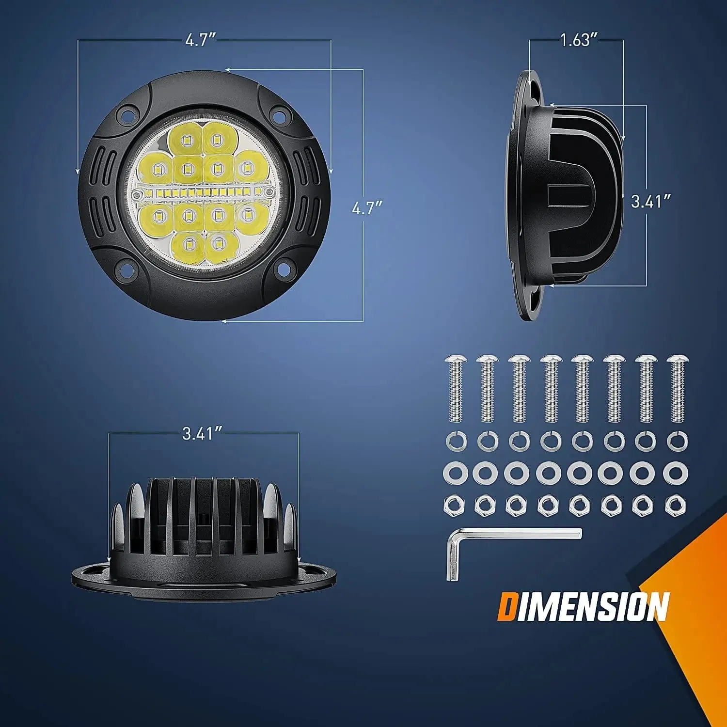 5 Inch 36W Upgraded Flush Mount Spot Flood LED Work Lights (Pair)
