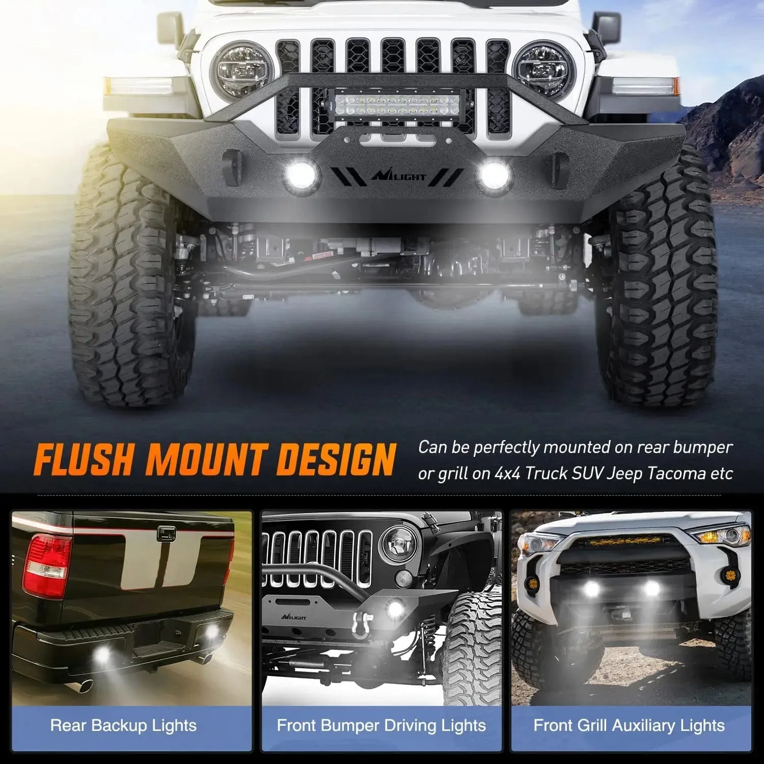 5 Inch 36W Upgraded Flush Mount Spot Flood LED Work Lights (Pair)