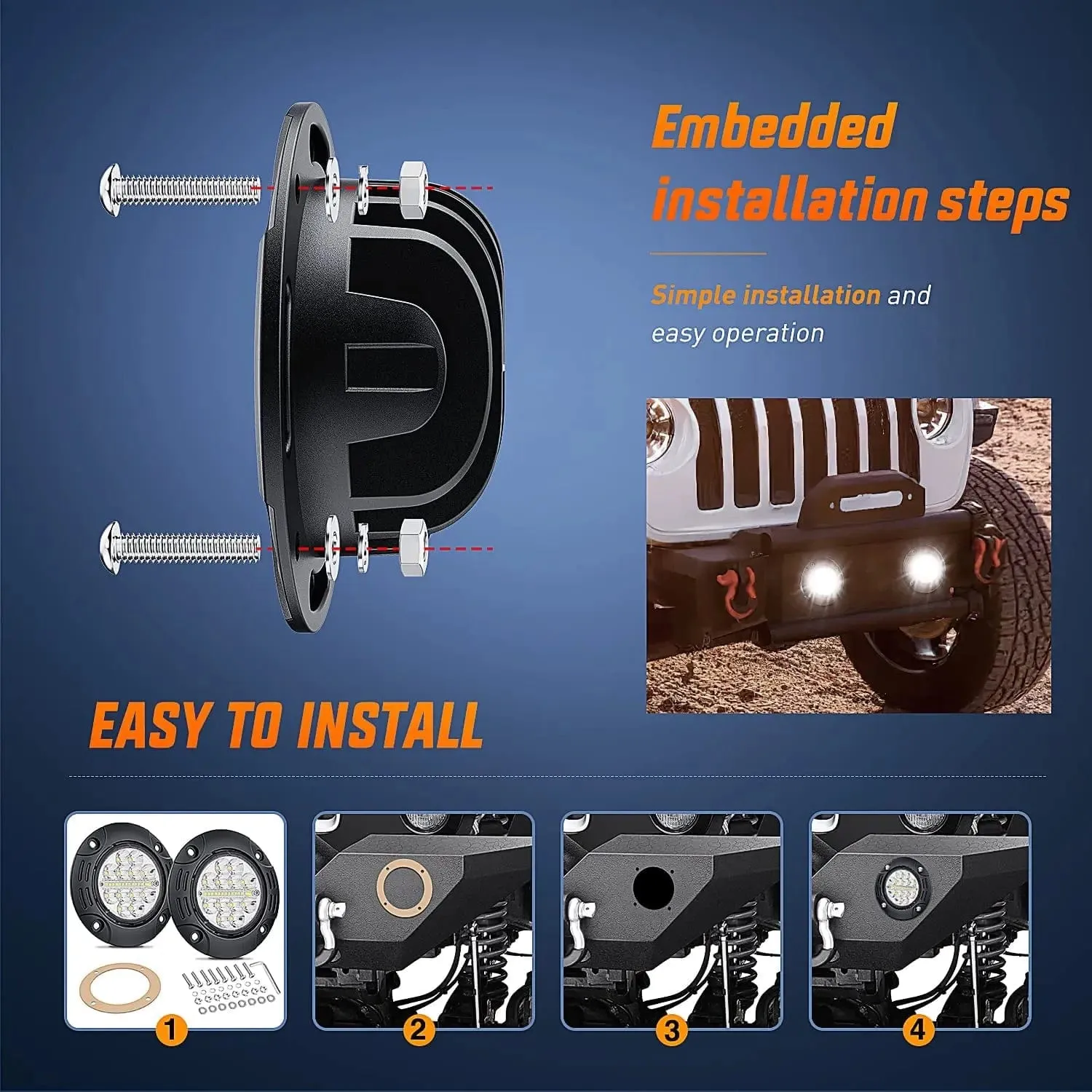 5 Inch 36W Upgraded Flush Mount Spot Flood LED Work Lights (Pair)