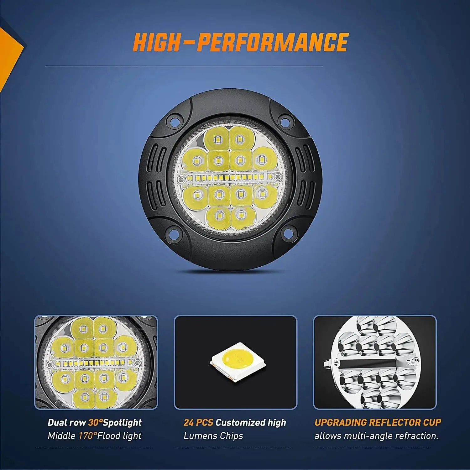 5 Inch 36W Upgraded Flush Mount Spot Flood LED Work Lights (Pair)