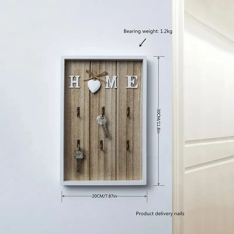 6-Hook Wooden Metal Key Hook Board