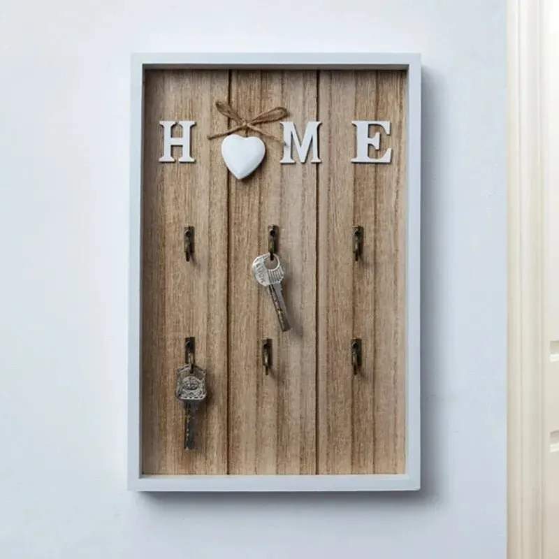 6-Hook Wooden Metal Key Hook Board