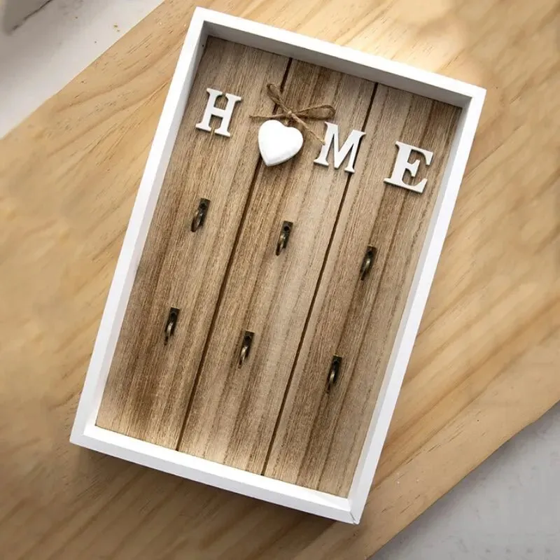 6-Hook Wooden Metal Key Hook Board