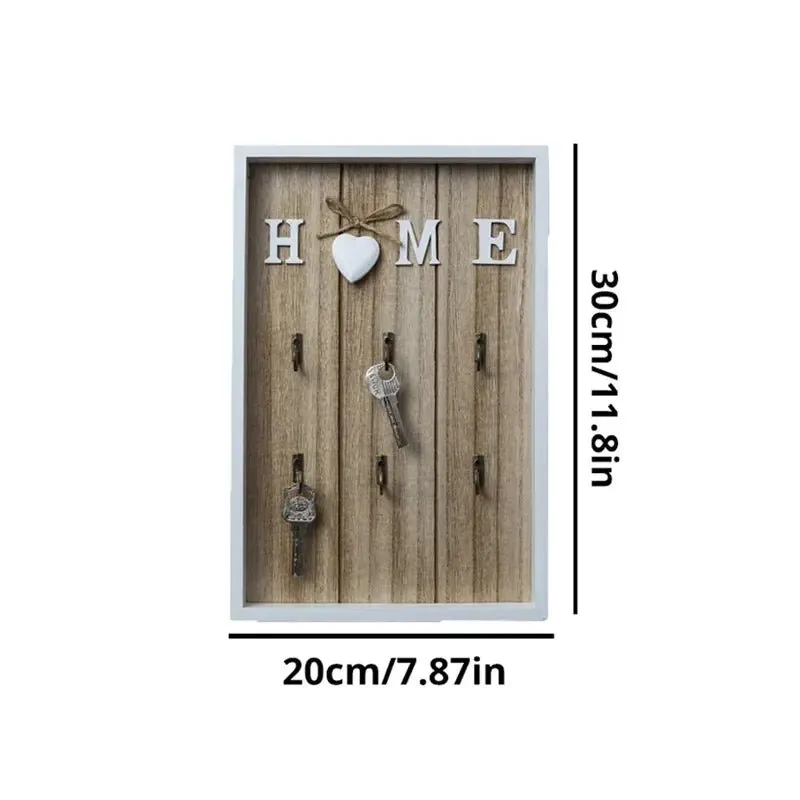 6-Hook Wooden Metal Key Hook Board