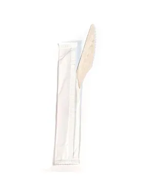 6.5" Wooden Knife, Individually Wrapped - 100/pack