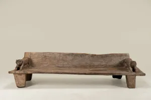 A Wooden Sofa Bench with Animal Sculptures