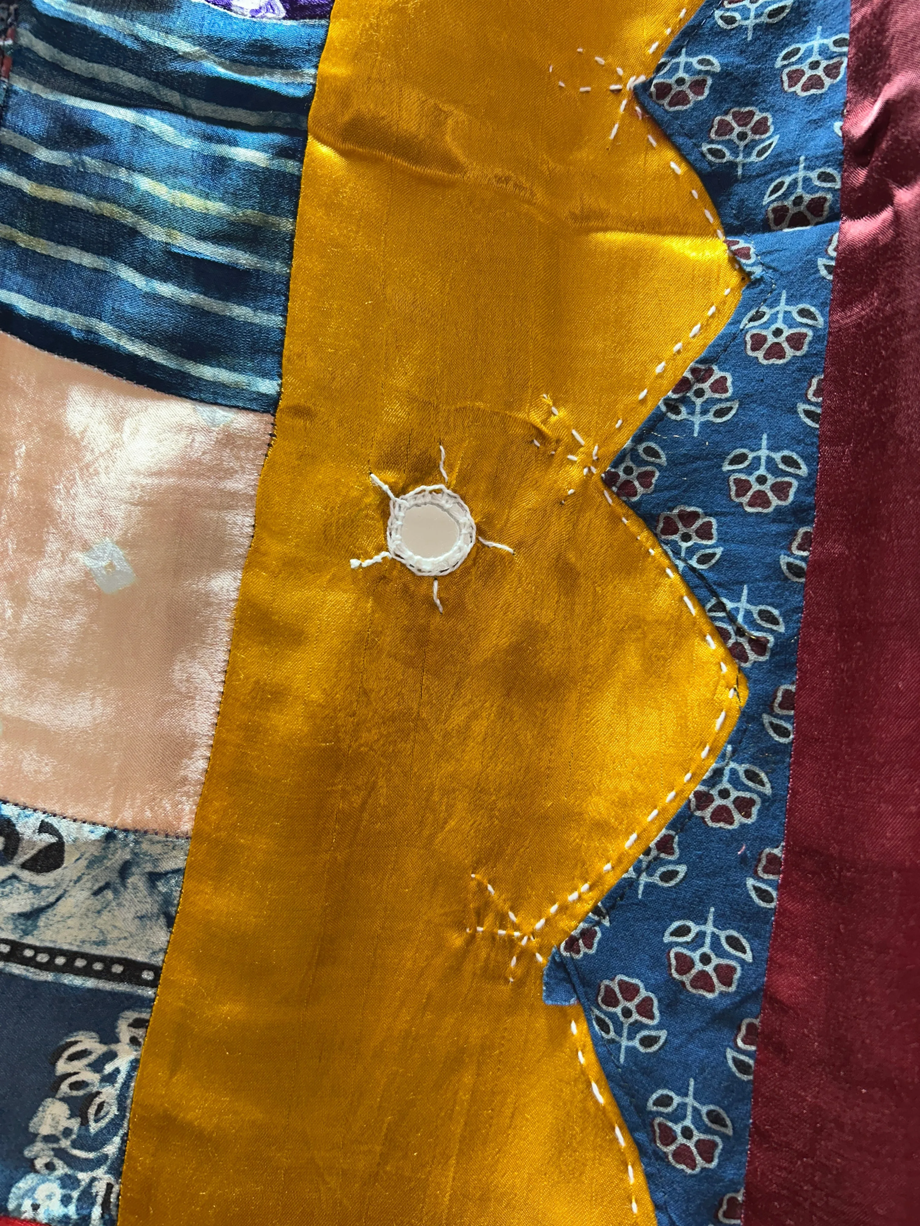 Ajrakh Patch Work and Mirror work Modal Silk Dupatta #