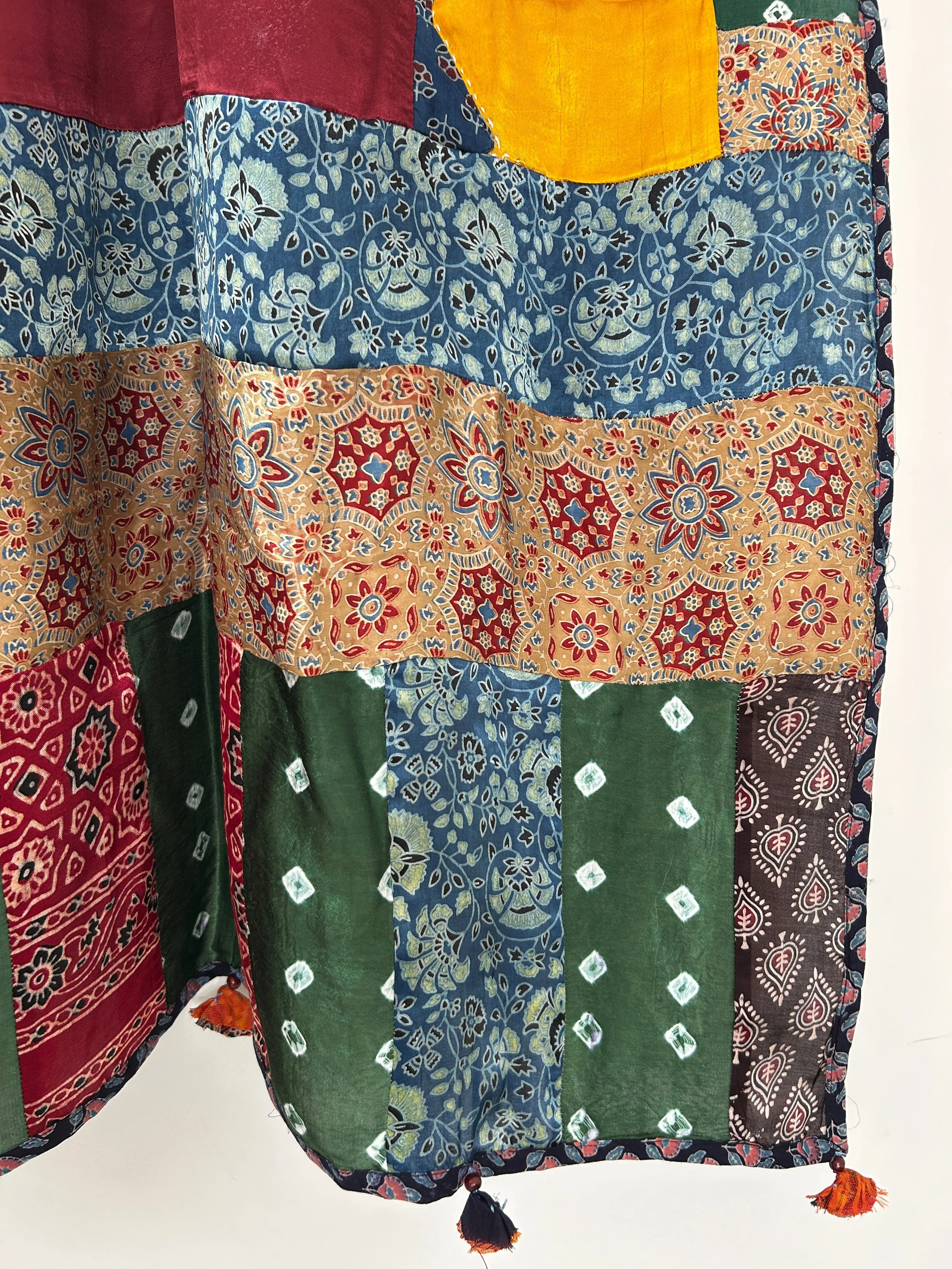 Ajrakh Patch Work and Mirror work Modal Silk Dupatta #