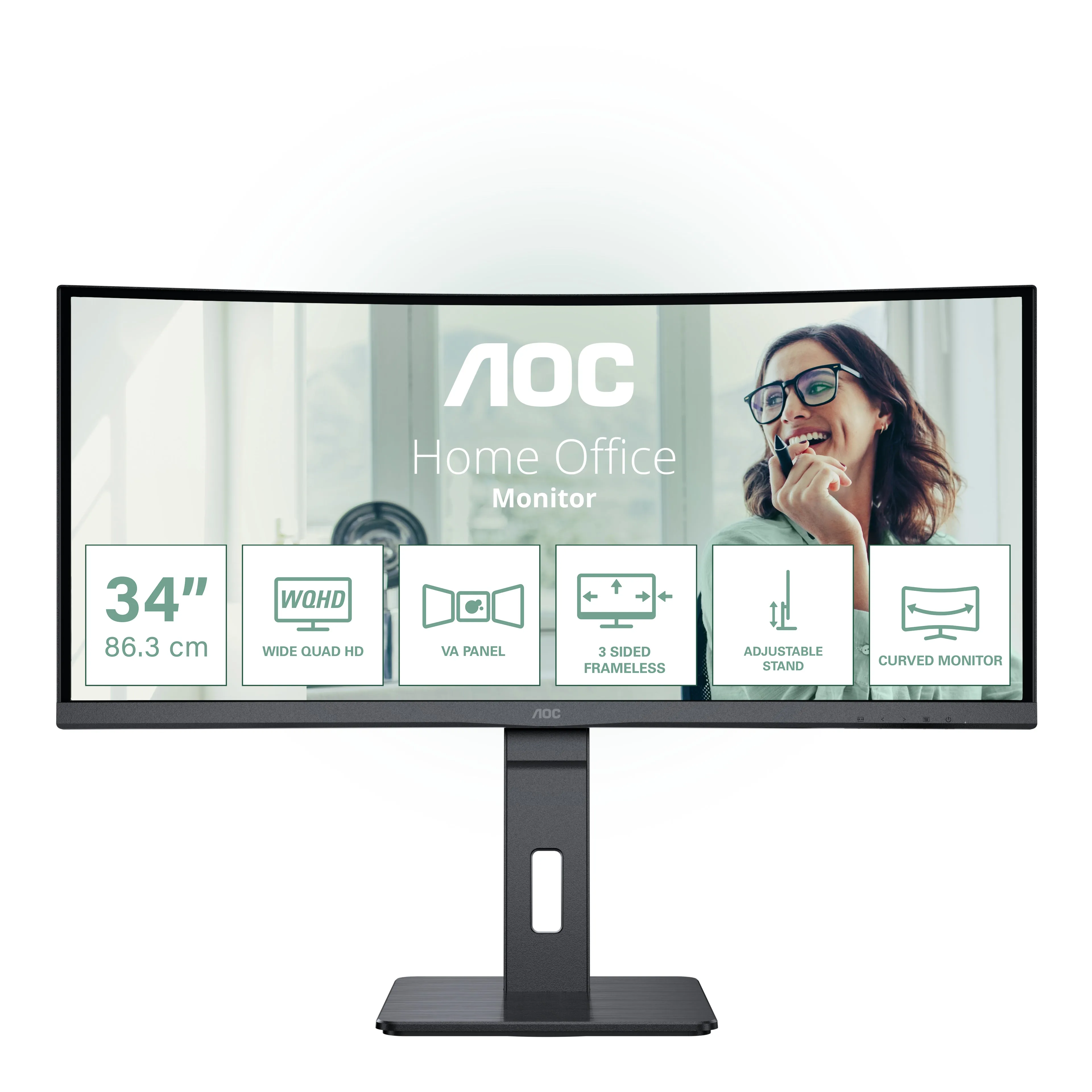 Aoc Pro-Line Cu34p3cv - P3 Series - Led Monitor - Curved - 34" - 3440 X 1440 Uwqhd @ 100 Hz - Va - 300 Cd/M� - 3000:1 -