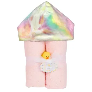 Baby Jar Hooded Towel in Pastel Rainbow Tie Dye