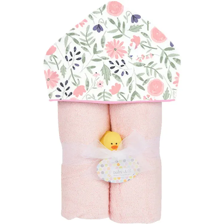 Baby Jar Hooded Towel in Watercolor Floral