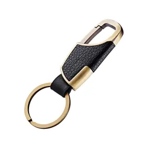 BAKUN Premium Handmade Car Leather Valet Keychain Key Organizer For Men Women, Home Key Chain Key Ring Key Holder(Black-Silver)