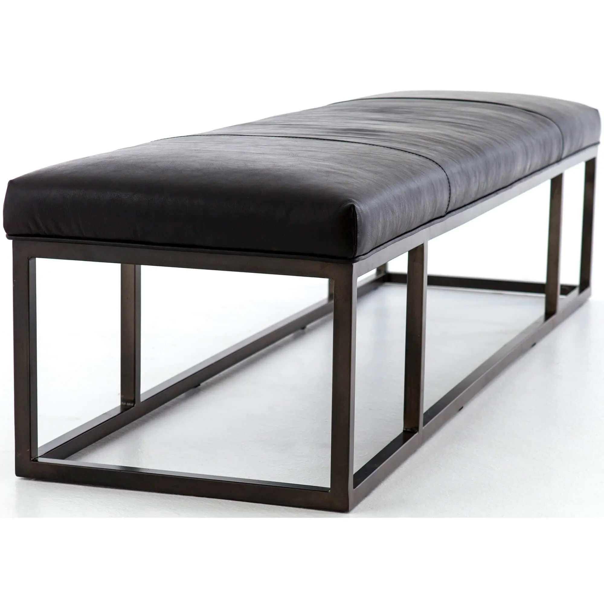Beaumont Leather Bench, Rider Black
