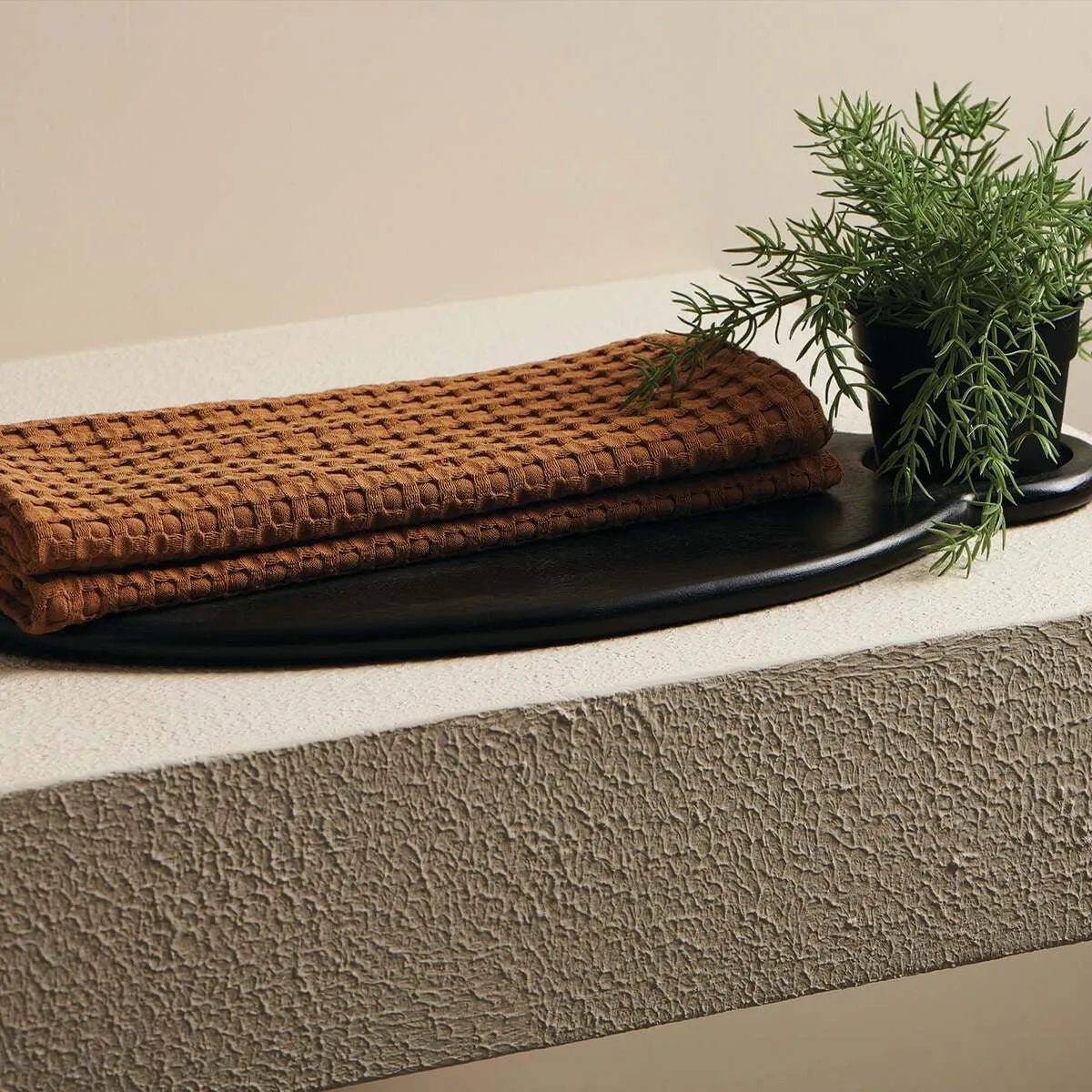 Beehive Bamboo Textured Waffle Hand Towel-Burlap