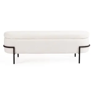 Beige Storage Ottoman Bench with Metal Stand, Upholstered Sherpa Stool with Large Storage Space, Modern Storage Bench for Living Room/Bedroom/End of Bed/Entryway/Bed Side, 52''L