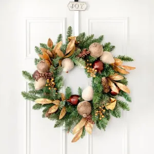 Bronze & Gold Fruit Wreath - 24"