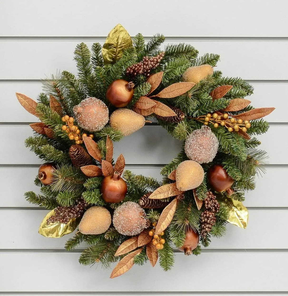 Bronze & Gold Fruit Wreath - 24"