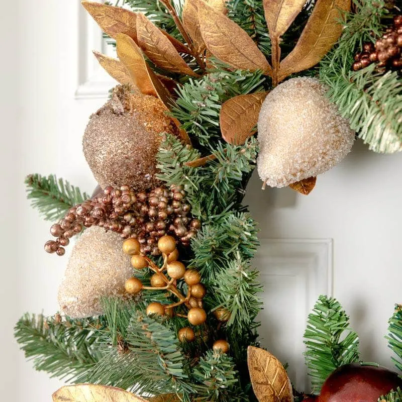 Bronze & Gold Fruit Wreath - 24"