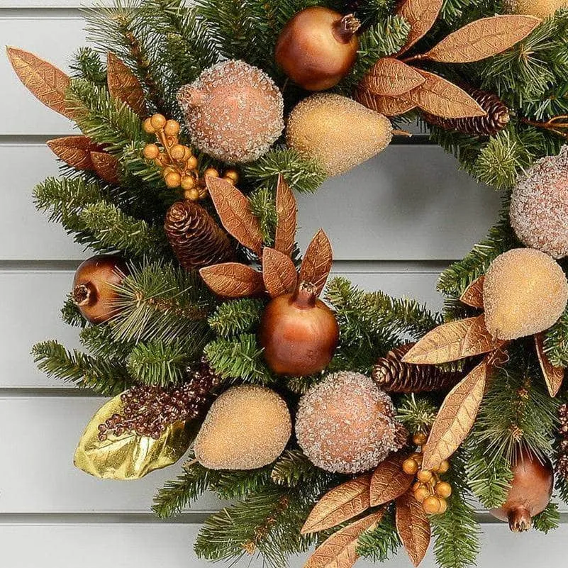 Bronze & Gold Fruit Wreath - 24"