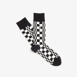 Chequerboard Socks (Black   Ecru)