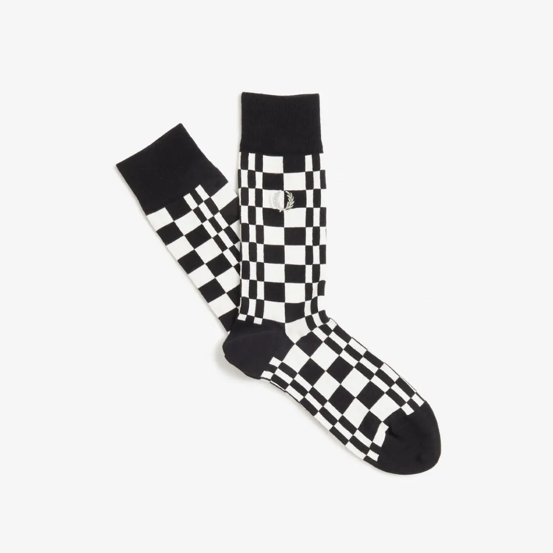 Chequerboard Socks (Black   Ecru)