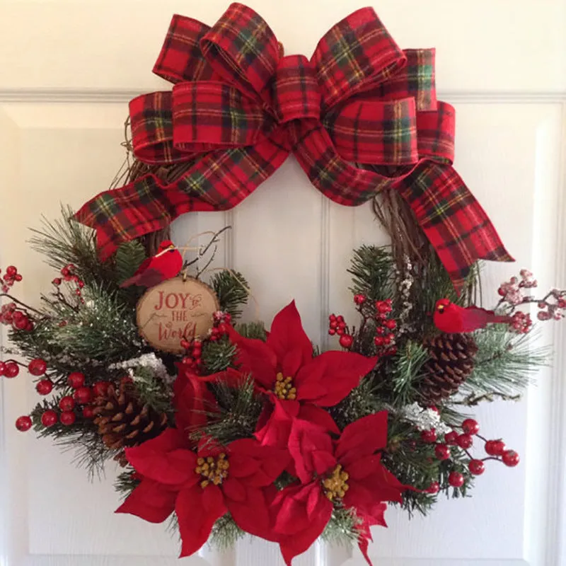 Christmas Wreath Rattan Wreath Simulation Flower Wall Decoration