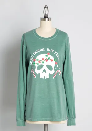 Dead Inside, But Festive Long Sleeve Tee