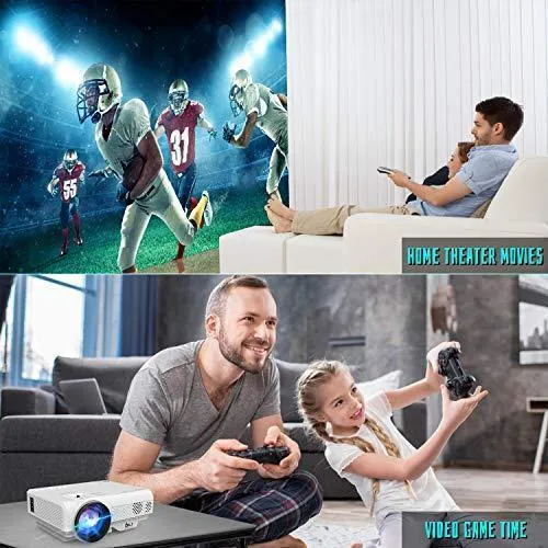 DR. J Professional 4500L Mini Projector Full HD 1080P Supported Portable Video Projector, Compatible With TV Stick, HDMI, VGA, USB, TF, AV, Sound Bar, Video Games [2020 Latest Upgrade]