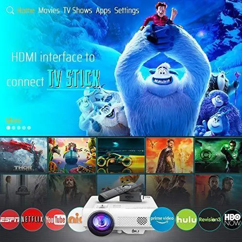 DR. J Professional 4500L Mini Projector Full HD 1080P Supported Portable Video Projector, Compatible With TV Stick, HDMI, VGA, USB, TF, AV, Sound Bar, Video Games [2020 Latest Upgrade]